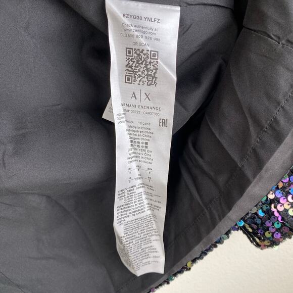 Armani Exchange Sequin Blazer Size 8 Black Statement Jacket Festive - Picture 11 of 13